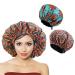 kungerlly 2 PCS Satin Bonnet for Sleeping Silk Bonnet Ankara Bonnet for Women Sleep Cap for Curly Natura Hair Adjustable Jumbo Braid Bonnet Hairdressing Shower Cap