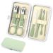 simarro Travel Manicure Set 7 in 1 Manicure Pedicure Kit for Women Stainless Steel Nail Clipper Personal Care Nail Tools Kit for Home Workplace Outdoor Travel(Matcha Green)