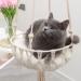 Handwoven Macrame Cat Hammock Bed with Cushion - Boho Cat Swing for Indoor/Outdoor Use - Wall Hanging Cat Window Perch - Perfect for Sleeping, Climbing, and Playing - Includes Hanging Kit - Buy Online on GoSupps.com