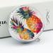 Round Pill Box - Tropical Fruit Watercolor Pineapple Print | 3 Compartment Portable Pill Organizer | Decorative Metal Medicine Case - Buy Online on GoSupps.com