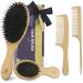 Wet Dry Hair Brush and Comb Set-Natural Bamboo Bristles Boar Detangler Hairbrush for Long Short Thick Thin Curly Straight Wavy, Paddle Brush for Men Women Kids (4 pcs) 4 Piece Set