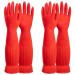 ThxToms Rubber Dishwashing Cleaning Gloves (2-Pair) - Fleece Lined Reusable Waterproof with Extra-Long Cuff & Anti-Slip Design for Household & Kitchen Use - Large Orange Large (Pack of 4)