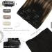 Moresoo Clip in Human Hair Extensions 16 Balayage Black to Dark Brown with Golden Blonde - 7pcs/120g - Buy Online on GoSupps.com
