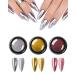 3 Colors Chrome Nail Powder Set Reflective Glitter Metallic Mirror Effect for Nails Art Design 3D Holographic Silver Rose Gold Pigment Flash Light Crome Paillette Dust with 3 Tools