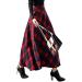Sanahy Women's Plaid Wool Maxi Skirt - XL Red | High Elastic Waist A-line Winter Flare Skirt with Pockets - Buy Online on GoSupps.com