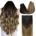 Doores real hair extensions clip in dark brown to chestnut brown and dirty blonde highlights 50cm 20 inch 7 pieces 120g remy human clips in hair extension natural real hair extensions 50cm-12m-12m-12m-12m-120g #2/6/18 dark brown to chestnut brown and dirt