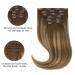 Hotbanana Clip-in Hair Extensions | Real Remy Hair Balayage Chocolate Brown to Caramel Blonde | 40cm 120g - 7 Piece Set - Buy Online on GoSupps.com