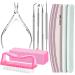 FANDAMEI 12 Pcs Nail Files Set Nail Buffer Blocks with Cuticle Remover- Cuticle Nippers Cuticle Pusher Nail File and Buffer Set for Manicure & Pedicure Tools 100/180 Nail Files for Natural Nails Pink