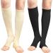 ACWOO Compression Stockings for Women & Men - 2 Pairs of Medical Support Socks (15-20 mmHg) - Open Toe Black & Beige Thrombosis Socks for Running Sports Flight & Cycling - Buy Online on GoSupps.com