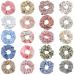 AOPRIE 20Pcs Hair Scrunchies for Women Girls Elegant Hair Elastics Scrunchies Stain Scrunchies Hair Bow Chiffon Ponytail Holder Bobbles Soft Scrunchies for Women Hair Bands Hair Ties Flower Pink Blue White Colorful