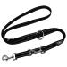 DDOXX dog leash nylon reflective 3 -way adjustable 2m |For small & large dogs |Double leash two dog cat puppy |Tencing line |Fire leash |Running line puppy leash |L black L - 2.5 x 200 cm black
