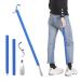 Metal Shoe Horn Long Handle for Seniors, 30.3" Long Dressing Stick for Elderly with Sock Removal Tool, Adjustable Extended Dressing Stick Aid Helper for Shoes, Socks, Shirts and Pants
