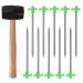 Galvanized Non-Rust Camping Family Tent Pop Up Tent Stakes, Heavy Duty Metal Tent Pegs 10pc-Pack, Camping Accessories with 1pc 16oz Wooden Handle Rubber Mallet 10 pc-Pack Tent Stake with Mallet