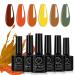 Fall Gel Nail Polish Set, Angmile 6 Colors Orange Red Gold Fall Winter Halloween Gel Nail Polish Kit, Soak Off UV LED DIY Home Salon Nail Art Gel Kit for Halloween Thanksgiving Day Christmas Fall Orange