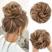 JJStar hair part with rubber band large bun hair part lured hair tie with hair teat hairstyles hair extension messy bun hair parts for women girls ponytail (brown & blond)