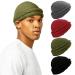 JALANCY 4 PCS Men's Turban Set - Vintage Twist Head Wraps in Modal and Satin Lined Scarf - Black, Wine Red, Army Green, Dark Gray - Medium - Buy Online on GoSupps.com