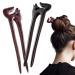 Noverlife 2PCS Natural Sandalwood Hair Sticks  Retro U Shape Wooden Hair Forks  with Cute Fox Design  Handmade Carved 2-Prong Wood Hair Pins  Ebony Sandalwood French Hair Forks for Thick Thin Hair 2-Prong Fox Design