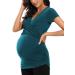 Love2Mi Maternity Nursing Shirt - Short Sleeve V-Neck Breastfeeding T-Shirt - Peacock - Size M - Buy Online on GoSupps.com