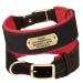 Pet artist durable PU leather padded dog collar for medium large dogs customizable with name telephone and address heavy duty metal buckle M: Neck 33-41cm Width 3cm black engraved