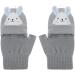 Toddler Kids Puppy Flip Top Gloves | Knitted Half Finger Gloves for 3-8 Yrs | Rabbit/Grey - Buy Online on GoSupps.com
