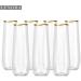 30 Plastic Stemless Champagne Flutes with Gold Rim - Disposable & Unbreakable 9 Oz Glasses | Reusable & Shatterproof for Weddings, Birthdays, Parties - 30 Count - Buy Online on GoSupps.com