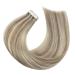 Moresoo 45 cm Remy Real Hair Extensions - Seamless Tape In Light Brown & Platinum Blonde - 20 Pieces 50g - Silky Smooth Invisible Adhesive Extensions - Buy Online on GoSupps.com
