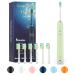 7am2m Sonic Electric Toothbrush with 6 Brush Heads for Adults and Kids Wireless Fast Charge One Charge for 60 Days 5 Modes with 2 Minutes Built in Smart Timer Electric Toothbrushes(Green) No Travel Case Green