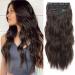 Hair Extensions Clip in 4pcs Natural Brown Hair Extension Long Wavy Full Head Clip in Hair Extension Synthetic Fiber Hair Pieces for Women