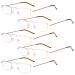 Eyekepper 5-Pack Stainless Steel Frame Half-Eye Style Reading Glasses Readers Gold +0.5