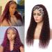 99j Headband Wig 18inch Water Wave Human Hair Headband Wigs for Black Women 10A Brazilian Red Burgundy Headband Wigs Glueless Machine Made None Lace Front Wigs Human Hair 150% Density 18 Inch (Pack of 1) 99j