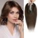 Hair Toppers for Women Real Human Hair 100% Remy Hair Topper 120 Density Swiss Base Hand-Tied Hair Toppers for Thinning Hair Slight Hair Loss Cover Gray Hair Medium Brown (10inch 4#) 4# 10inch