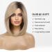 Haircube Short Bob Wig with Bangs - Heat-Resistant Synthetic Fiber Dark Root Ombre Ash Blonde - Perfect for Parties Cosplay & Daily Wear - Buy Online on GoSupps.com