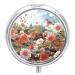 Pill Box Pill Case 3 Compartment Travel Pill Box Wildflower Floral Printing Small Pill Box Portable Medicine Pill Case Pill Organizer for Purse & Pocket for Travel Handbag (Round)