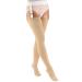 Truform 30-40 mmHg Compression Stockings for Men and Women Thigh High Length Closed Toe Beige Medium