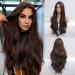HAIRCUBE Long Dark Brown Wigs for Women Synthetic Curly Hair Wig Middle Parting Cocoa Brown