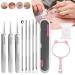 Cohbskj Usiveinborn Blackhead Remover Usiveinborn Tweezers Professional Blackhead Remover Tweezers Stainless Steel Facial Pimple Popper Tool for Women Men (Set F)