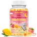 Center-Filled Magnesium Gummies for Kids 300MG - Magnesium Glycinate Gummies with L-theanine Omega-3 Vitamin B6 D for Kids & Adults Supplement for Sleep Calm & Muscle Relaxation - Mango & Peach