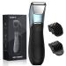 Body Groomer Men Kibiy Balls Trimmer Electric Groin Hair Trimmer Waterproof Wet/Dry Hair Clippers Body Shavers for Men Pubic Hair Razor with LED Light and Mirror Rechargeable Body Groomer Blue