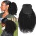 Doren Afro Kinky Curly Ponytail Human Hair 4B 4C Drawsting Wrap Around Ponytail Extensions For Women Clip In Brailian Hair 18inch 18inch Kinky Curly 4B 4C