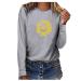 tsaChick Women's Oversized Sweatshirt Clearance Autumn Winter Slim Sunflower Long Sleeve Shirt S-XXL Custom Hoodie Female Crew Neck Knit Overall Women's Hoodies WYF45 Gray 101 S