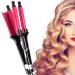 3 Barrel Hair Crimper Iron Professional Curling Wand 0.78 Inch Ceramic Beach Hair Waver LCD Temperature Display Tourmaline Fast Heating Crimping Iron for Deep Waves Valentines Gifts for Women