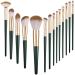 Melliex 14 pieces brush set make -up professional make -up brush synthetic cosmetic brush set for powder foundation eyeshadow blush green