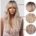 Kellynee Ombre Blonde Long Wavy Wig with Bangs - Dark Roots, Light Brown, and Gold Blend - Stylish for Daily & Special Occasions - Buy Online on GoSupps.com