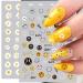 8 Sheets Spring Daisy Sunflower Nail Art Stickers Decals 3D Self Adhesive Cute Smile Face Summer White Yellow Flower Floral Design Manicure Tips Nail Decoration for Women Girls Kids