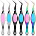 6 Pieces Craft Tweezers Stainless Steel Soft Grip Precision Tweezers Crossing Lock Curved Tweezers Reverse Grip Tweezers Fine Tip Tweezers for DIY Craft  Jewelry  Beading  Electronics