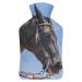Black Horse Hot Water Bottle With Cover Plush Bed Bottle Hand Warmer For Adults And Children 26.5X15.3cm