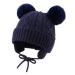 XIAOHAWANG Warm Kids Beanie Winter Knitted Baby Hat for Boys Girls Infant Toddler Toque with Pompom 0-6 Months Navy Pompom