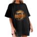Vintage Graphic Tee Shirts for Womens Summer Short Sleeve Crewneck Tops Oversized Tshirts Trendy Casual Loose Blouse Black Medium