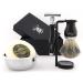 Haryali London 5-part shaving set double-sided razor planer black roof hair brush soap bowl stand set as a gift