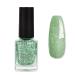 Glitter Nail Polish - Green Nail Varnish - Quick Dry Vegan Long Lasting Nail Polish - Water Based Formula & No Need Baking Nail Art